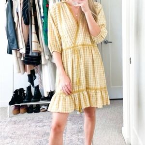 Max Studio Yellow Checkered Mini Dress